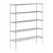 A Lavex Pro chrome wire shelving unit with shelves.