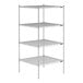 A Lavex Pro chrome wire shelving unit with four shelves.