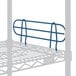 A blue metal shelf ledge on a Lavex Pro wire shelf.