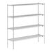 A Lavex Pro chrome wire shelving unit with four shelves.