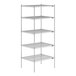 A Lavex Pro chrome wire shelving unit with shelves.