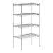 A Lavex Pro chrome wire shelving unit with four shelves.