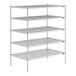 A Lavex Pro chrome wire shelving unit with shelves.