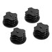 A stack of black plastic Lavex Pro post caps.