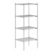 A Lavex Pro chrome wire shelving unit with four shelves.