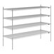 A Lavex Pro chrome wire shelving unit with four shelves.