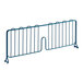 A blue metal wire shelf divider with two bars.