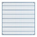 A blue wire mesh shelf with black corners on a white background.