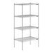 A Lavex Pro chrome wire shelving unit with four shelves.