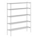 A Lavex Pro chrome wire shelving unit with four shelves.