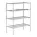 A Lavex Pro chrome wire shelving unit with four shelves.