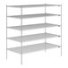 A Lavex Pro chrome wire shelving unit with shelves.