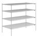 A Lavex Pro chrome wire shelving unit with four shelves.