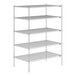 A Lavex Pro chrome wire shelving unit with shelves.