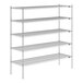 A Lavex Pro chrome wire shelving unit with four shelves.