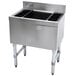 A stainless steel Advance Tabco underbar ice bin with a 10-circuit cold plate on a counter.