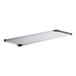 A white rectangular metal wall shelf with black trim.