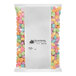 A bag of colorful gummy candy hearts.