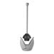 An OXO Good Grips gray toilet plunger with a white caddy.
