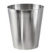 A brushed stainless steel Focus Hospitality Pewter Veil wastebasket.