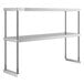 A stainless steel Avantco double deck overshelf with two shelves.