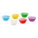 A group of colorful Wilton mini cupcake wrappers in various colors.