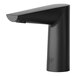 A matte black T&S WaveCrest deck mount sensor faucet with a black handle.