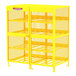 A yellow metal Valley Craft gas cylinder cabinet with mesh doors.