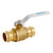 A Watts brass ball valve with a white handle.