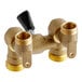 Two brass Watts washing machine shutoff valves.