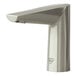 A T&S WaveCrest brushed nickel deck mount sensor faucet with a touch control.