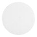 A white circle with a corrugated edge on a white surface.