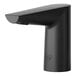 A T&S WaveCrest matte black deck mount sensor faucet with a curved spout.