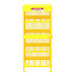 A white background with a yellow metal Valley Craft gas cylinder cabinet with mesh doors and a caution sign.