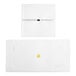 A white box with a yellow logo.