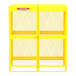 A yellow metal Valley Craft gas cylinder cabinet with mesh doors.