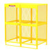 A yellow metal cabinet with mesh doors.