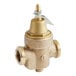 A Watts brass water pressure reducing valve with a gold colored cap and nut.