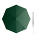 A Lancaster Table & Seating round forest green umbrella with a silver handle.