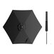 A Lancaster Table & Seating black aluminum umbrella with a black handle.