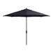 A black Lancaster Table & Seating umbrella on a white background.