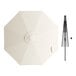 A white umbrella with a black pole and crank lift.