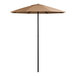 A brown Lancaster Table & Seating round umbrella with black poles.