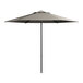 A grey Lancaster Table & Seating umbrella with a black pole.