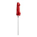 A Lancaster Table & Seating red umbrella on a silver pole.