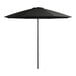 A close up of a black Lancaster Table & Seating umbrella with a push lift.