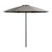 A pewter gray Lancaster Table & Seating umbrella with black poles.