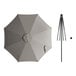 A Lancaster Table & Seating pewter grey umbrella with a black pole.