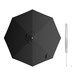 A black umbrella with a silver handle.