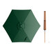 A Lancaster Table & Seating forest green umbrella with a wooden push lift.